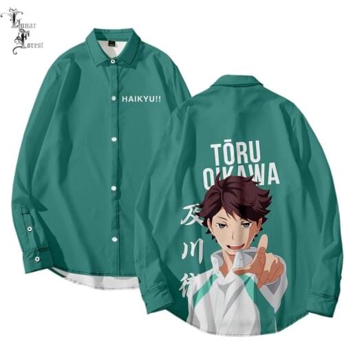 Haikyuu!! 3D Printing Unisex Shirt Women/Men Casual Long Sleeve Cool Loose Button Streetwear Anime Overclothes Oversize 6XL