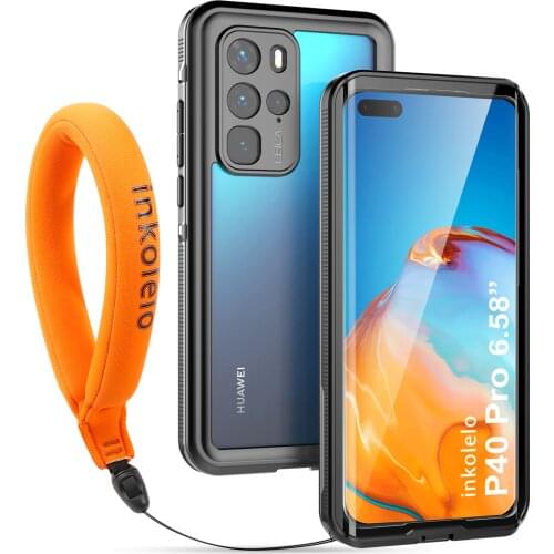 Inkolelo Huawei P40 Pro Waterproof Case, Built-in Screen IP68 Waterproof Full Sealed Shockproof Cover for Huawei P40 Pro Black