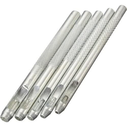 KiWarm 5Pcs/set Leather Steel Belt Puncher Hollow Punch Set Round Hole Cutters Handworking Hand Craft DIY Tools