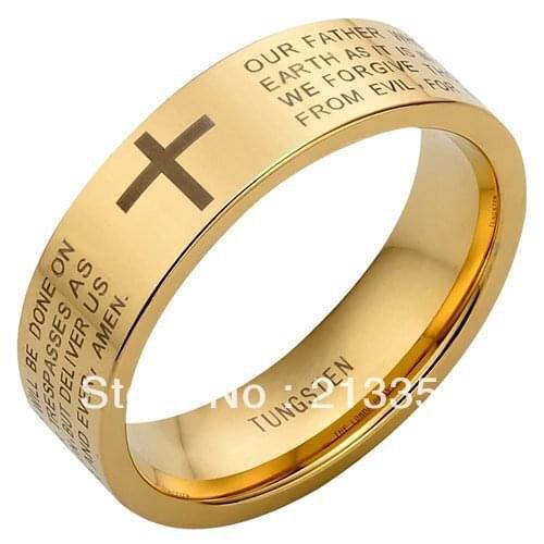 Free Shipping Buy Cheap Price Discount Sales USA HOT Selling 8MM New Gold Pipe Mens Tungsten Carbide Prayer Rings Wedding Band