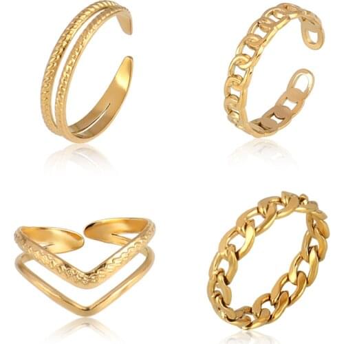 Womens Rings Gold Rings For Women Stainless Steel Rings Women Chain Rings For Women Open Rings Statement Jewelry Gifts