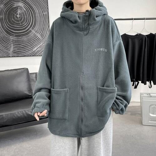 Small hot style double-sided fleece mens large size round neck pullover sweater jacket that can be sold on the shelf