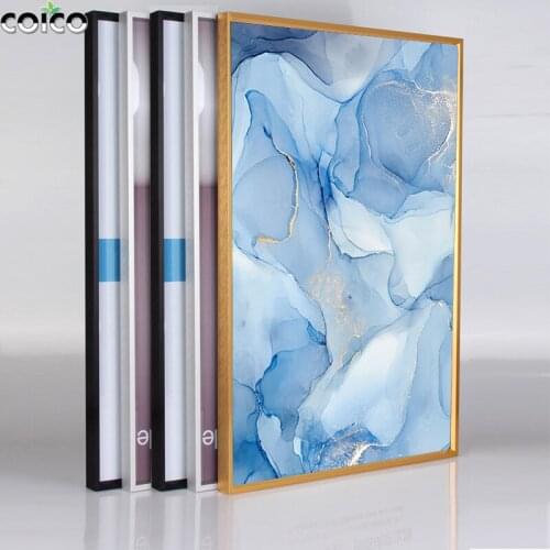 Metal Picture Photo Frame with Marble Texture Poster Wall Art Canvas Painting Abstract Modern Ink Print Living Room Decor Prints