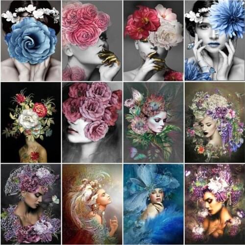 GATYZTORY Oil Painting By Numbers Flowers Woman Handpainted Kits Drawing Canvas DIY Abstract Portrait Home Decor Gift 40X50CM