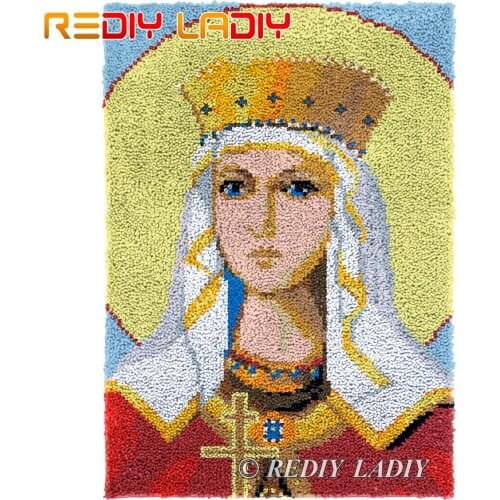 Latch Hook Kits DIY Carpet Rug Saint Lady Plush Wall Tapestry Kits Crochet Floor Mat Thick Yarn Cushion Arts & Crafts 61*88cm