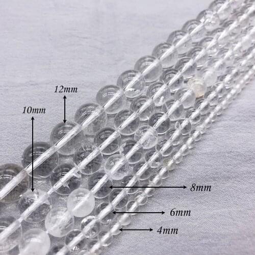 Natural Stone White Crystal Quartz Round Loose Charm BeadsFitMulti-purpose Jewelry Making 4 6 8 10 12 MMPick Size J265