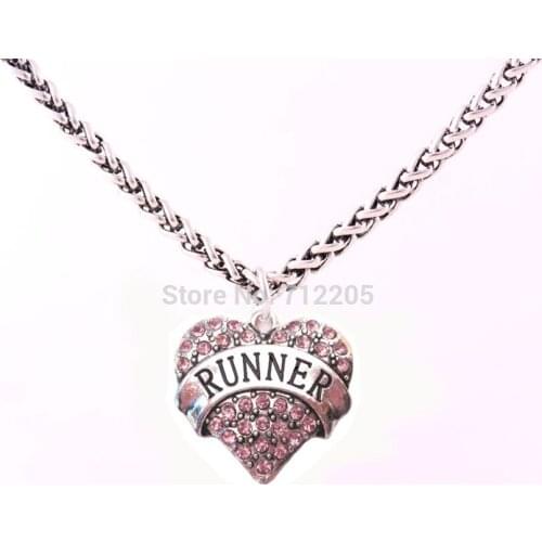 New 10pcs a lot antique silver Lobster Claw Wheat Link Chain with Large Clasp with crystal RUNNER heart necklace