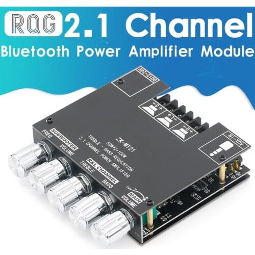 MT21 Bluetooth 5.0 Subwoofer Amplifier Board 50WX2+100W 2.1 Channel Power Audio Stereo Amplifier Tone Board Bass AMP AUX 12V 24V