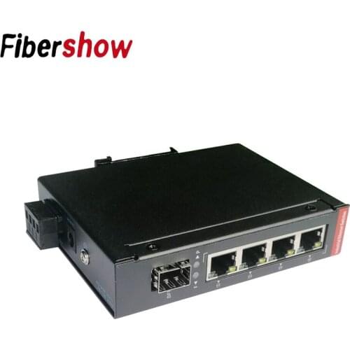 Industrial Ethernet Switch 10/100/1000M Network Signal Strengthen DIN Rail Type 4 port Ethernet 1 SFP fiber