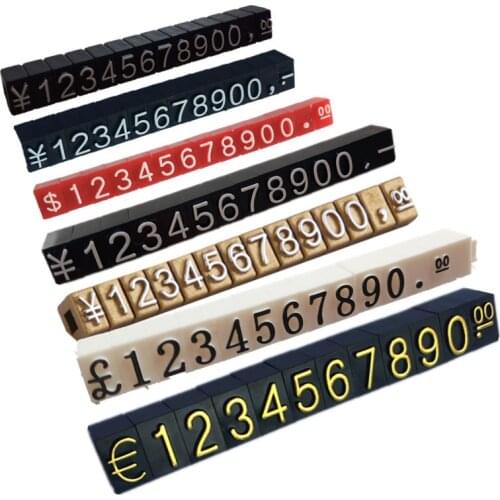 10 Strips Adjustable Removable Mini Cube Dollar Price Tag Display Number Letter Pricing Label Stand Block Kit for Shop Counter