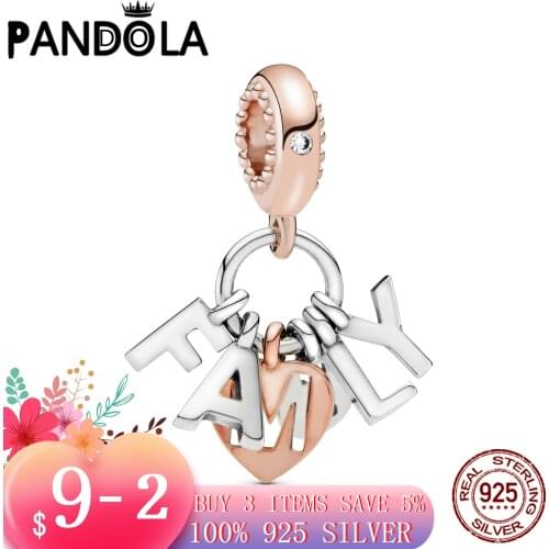 Hot 100% 925 Sterling SILVER charms Family Letters Dangle Charm fit Original Pandora Bracelet silver 925 jewelry