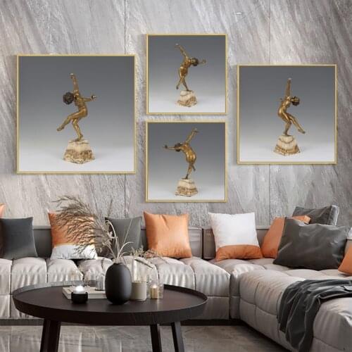 Modern Canvas Painting Wall Art Metal Figure Statue Abstract Murals Posters and Prints Living Room Interior Decorative Paintings