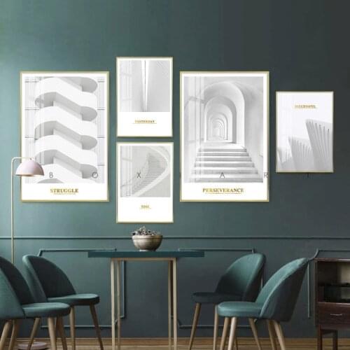 Modern minimalist abstract black and white architectural lines geometric combination photo wall sofa background wall decoration