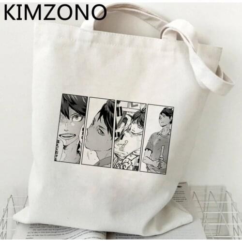 Haikyuu shopping bag bolsa grocery shopping shopper cotton recycle bag bag woven reusable shoping sac cabas sacolas