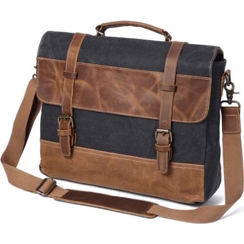 Handbags Unisex Man Bag Mens Retro Canvas Leather Briefcase Bag Business Handbag Messenger Laptop Shoulder bag for men 2021