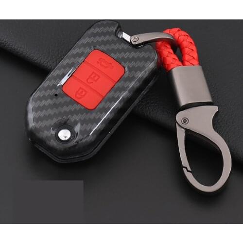 Carbon Fiber Remote Cover Silicone Car Key Case for Honda Civic CR-V HR-V Accord Jade Crider Odyssey 2015- 2018