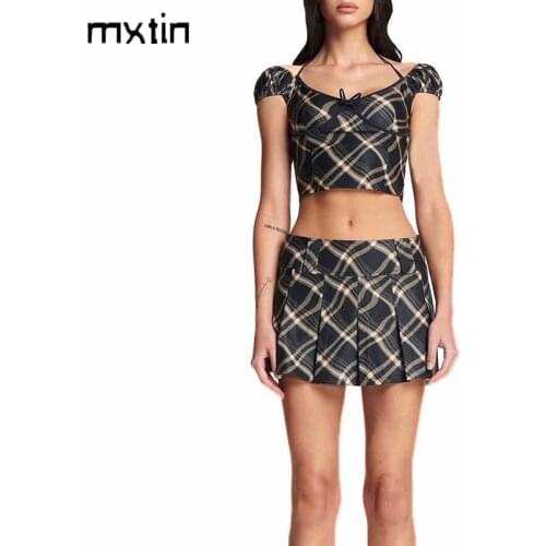 2021 Women Sprint Vintage Plaid Midi Skirt Chic High Waist Zipper Streetwear Ladies Skirts Casual Japan Faldas Vestidos Mujer