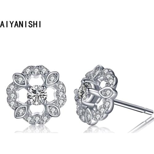 AIYANISHI Fashion 925 Sterling Silver Stud Earrings Hallow Silver Stud Earrings for Women Wedding Engagement Party Lover Gifts
