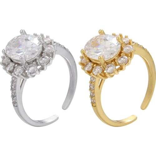 ZHUKOU Princess Kate white stones rings Created white Crystal Wedding Finger Crystal women Ring Brand Jewelry for Women VJ235