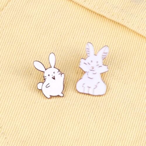 2 Style Cute Rabbit Enamel Pins High Quality Dancing Bunny Brooch Women Coat Lapel Pin Badges Jewelry Kids Backpack Deacoration