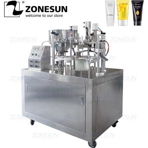 ZONESUN All-in-one Automatic Rotary Balm Cream Soft Tube Filling And Ultrasonic Seam Sealing Machine For Production