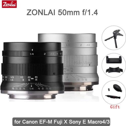 Zonlai 50mm F1.4 Manual Prime Lens for Canon EF-M Fuji Sony E-mount Micro 4/3 a6400 X-T3 X-T4 XS-10 X-E3 X-A2 Mirrorless Camera