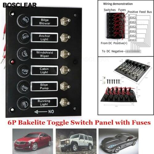 12-24V 3/6 Gang ON-OFF Toggle Switch Panel Dual USB Socket Charger LED Voltmeter 12V Power Outlet for Car Boat Marine RV Truck