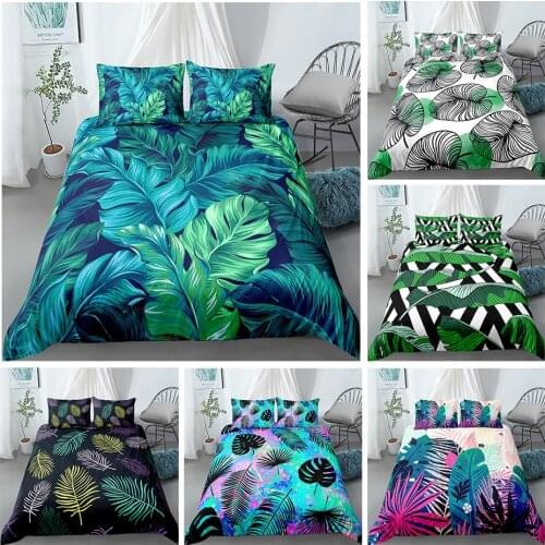 3D Palm Leaves Bedding Set Duvet Cover Pillowcases for Home Bedroom Luxury Bed 2/3pcs Bohemian Comforter