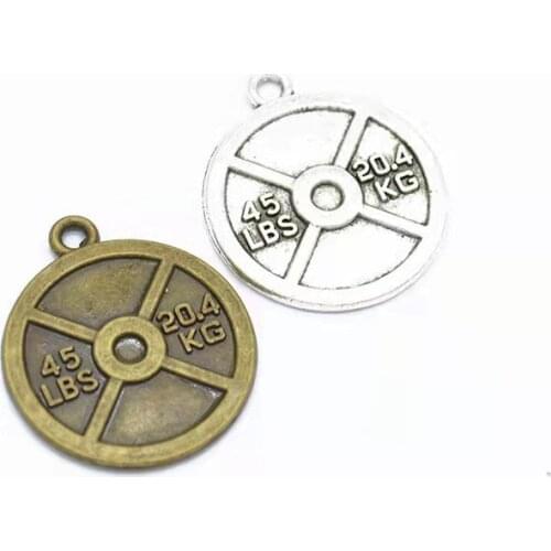 4pcs/lot Vintage Metal 2 Colors Dumb-bell Shape Charms Pendants Hand Made Supplies Fit Necklaces Bracelets Jewelry Making