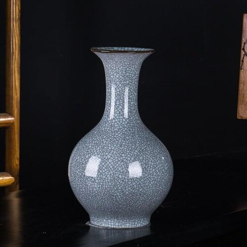 Antique Crack Ceramic Vase, Jingdezhen Classical Chinese Style Living Room Decoration Crafts, Flower Arrangement Porcelain Ornam