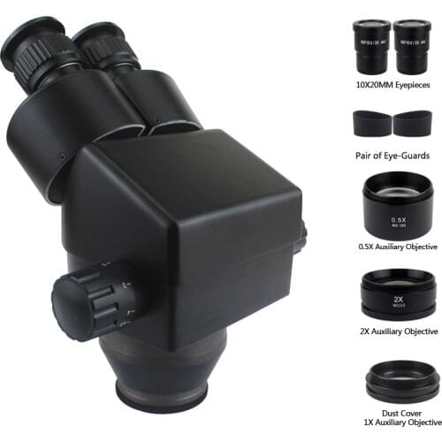 7-45X Binocular stereo microscope Industrial microscope zoom Magnification head +WD165 0.5X 2.0X 1X Auxiliary Objective Lens