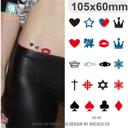 Body Art waterproof temporary tattoos for men women playing card crown love design flash tattoo sticker Free Shipping HC1055
