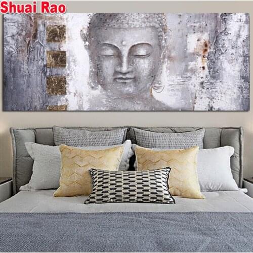 Black And White Buddha 5d diy diamond painting full drill square round diamond embroidery diamond set cross stitch Antique art
