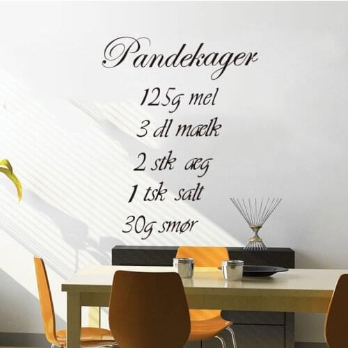 Danish Pandekager cooking method vinyl wall decals for kitchen decoration home decoration removable art wallpaper mural ZY8289