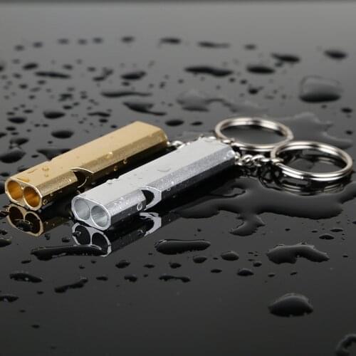 Aluminum alloy double-frequency survival whistle two-tube outdoor survival life-saving whistle equipped with EDC tools