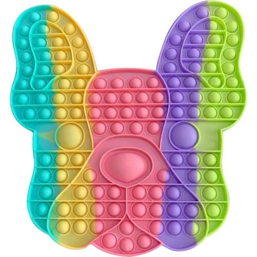 French Bulldog Fidget Toy Silicone Push Bubble Fingertip Toys Anti-Stress Reliever Squeeze Crafts Adults Children Sensory Toys