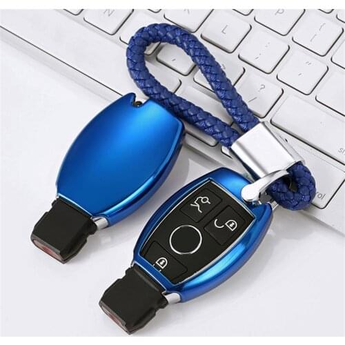 PU Leather Car Key Ring with TPU Key Shell for Mercedes W210 benz W203 W204 W205 W211 W212 C E S GLA AMG CLK ML SLK Car Styling