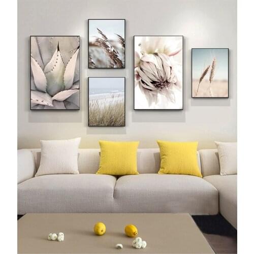 Picture Painting Nordic Style Home Room Decor Reed Grass Sea Landscape Scandinavian Canvas Print Nature Scenery Wall Art