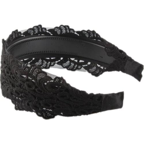 Classic Women Girls Lace Wide Headband Alice Hair Band Hair Accessories Gift DIY Hair Styling for Proms Formal Casual Occasion