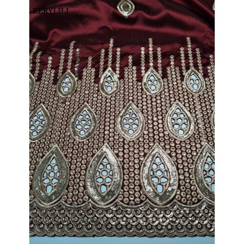 Classic Wine George Lace Sequin Lace Fabric Silk Embroidered Fabric Latest African Laces 2017 Wedding Dress Sewing 5Y KRL-9128