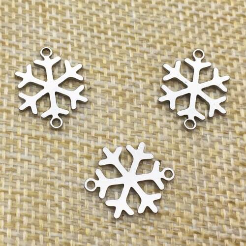 Stainless Steel Connectors 10pcs Christmas Snowflakes Connector Necklace Bracelet Findings Diy Earrings Jewelry Making Tool
