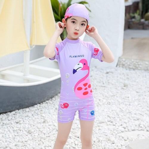Korean Version Of Children 's Surfing Suit 2021 New Girls Swimsuit One- Piece Small Fresh Cute Cartoon Princess Baby Swimwear