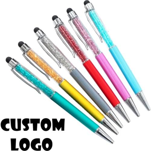 Beautifully Crystal Ballpoint Pen Fashion Creative Stylus Touch Pen for Writing Stationery Office & School Customized Logo Gift