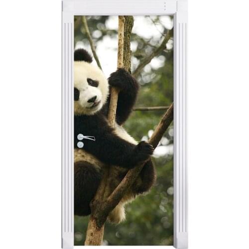 Creative Door Sticker Cute Panda Wall Sticker DIY Door Cover Kitchen Home Decoration Accessories Modern 3d Wall Stickers