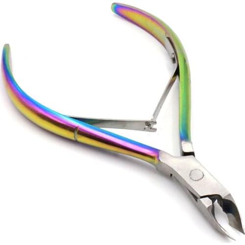 Rainbow Fingernail Toenail Cuticle Nipper Trimming Stainless Steel Nail Clipper Cutter Cuticle Scissor Plier Manicure Tool