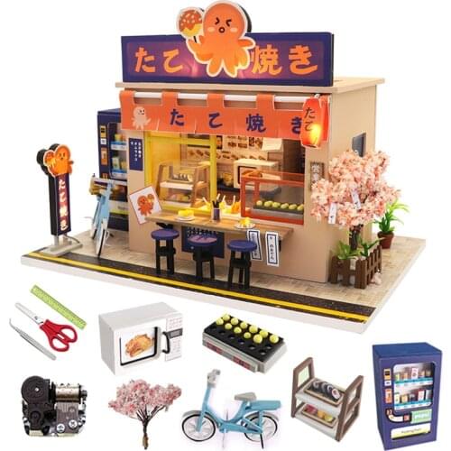 Miniature Dollhouse Kit Diy Doll House Furniture Japanese Style Wooden House 3D Assemble Model Christmas Gift Toys For Children