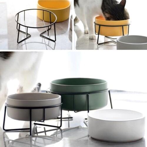 400ml Dog Bowl Ceramic Pet Bowl Neck Protection Food Water Feeder with Non-Slip Stand Water Bowl Dish for Cats Dogs Water Bottle