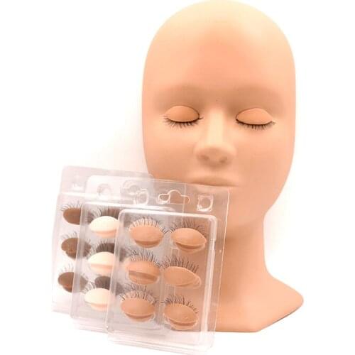 False Eyelash Extension Practice Head Model Grafted Lashes Eye Facial Makeup Training Head Model with Removable Eyes Mannequin