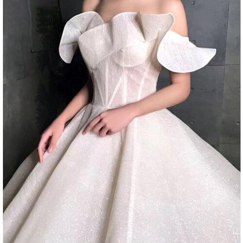 Vestidos de noiva 2020 new luxurious sequins wedding dresses dubai bling ruffles bride dress custom made wedding gown