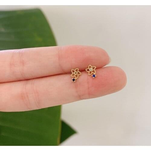 New Korean Trendy Round Little Sweet Flower Rhinestone Stud Earrings For Women Elegant Crystal Pendant Jewelry